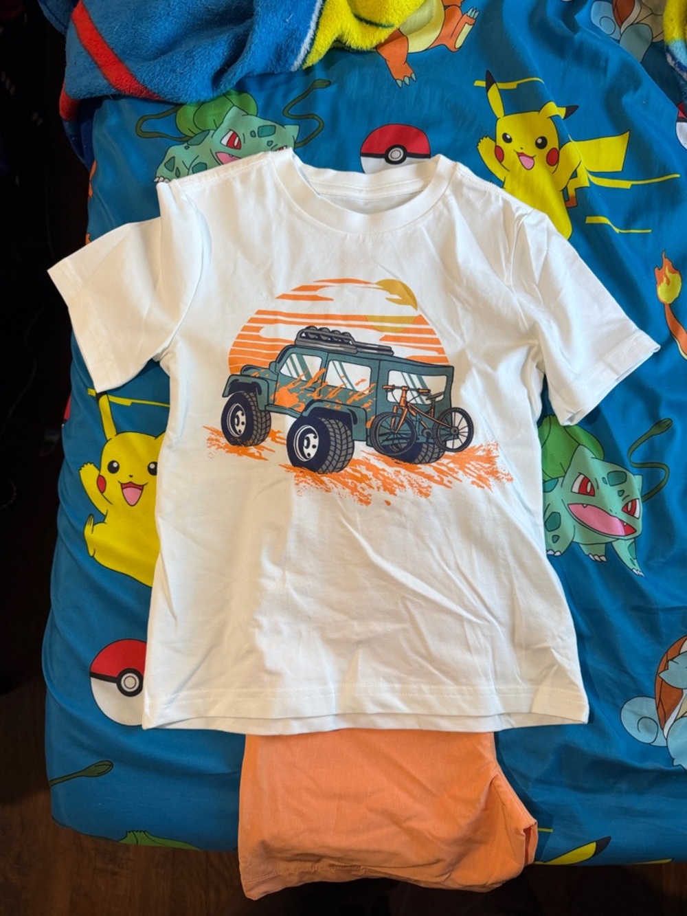 Tommy Bahama White Tee with Orange Graphic and Peach Shorts